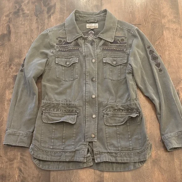 NWOT Overland Falcon Embroidered Utility Jacket - Distressed Slate - Women’s S - Picture 5 of 11